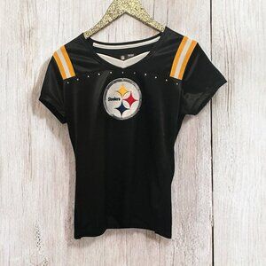 Pittsburgh Steelers Women’s NFL Team Apparel Jersey Top Sz M Black Short Sleeve